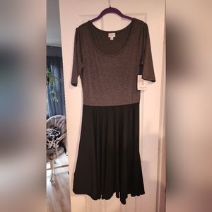 LulaRoe Nicole. Two-tone Black and Gray Dress